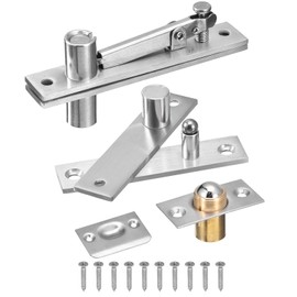 sourcing map Door Pivot Hinges Hidden Door Hinges for Wood Doors 360 Degree Stainless Steel Silver 1 Set