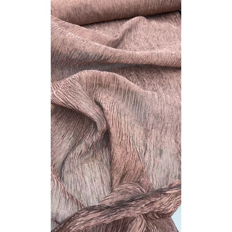 EXQUISITE QUALITY SILK TISSUE PLEATED/ CRUSHED - BLACK/ COPPER!!!