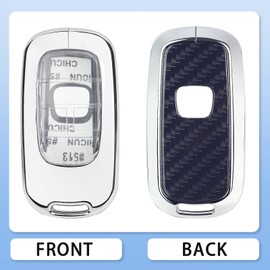 SK CUSTOM Silver zinc alloy Smart Key Case Cover Compatible with 2022 New Honda Civic Accord Sport SI EX EX-L Touring Keyless Car Remote Accessory