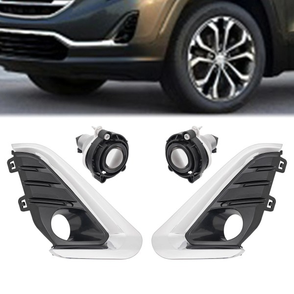 Unbranded 6Pcs Bumper Fog Light Lamp w/ Bezel Frame Chrome