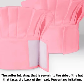 CRJHNS Chef Hat,Adult Adjustable Hook and Loop Tape Baker Hat Kitchen Cooking Chef Cap for Men Women Kids Pink