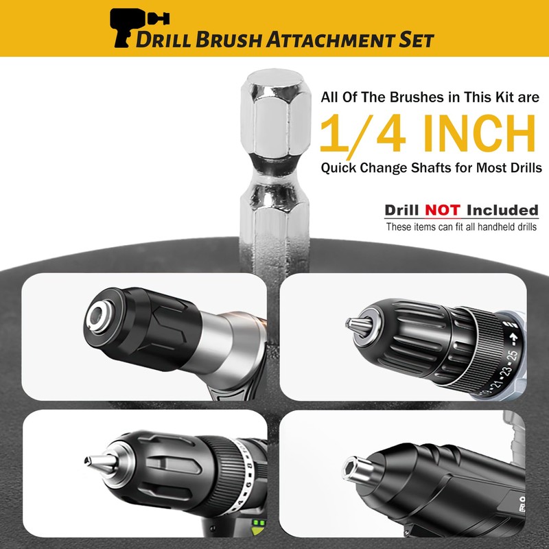 Aongray 4 Pack Drill Brush 1/4’ Power Scrubber Attachment Kit