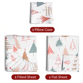 Twin XL Christmas Sheets - 3 Piece Deep Pocket Christmas Sheet Set - Soft & Wrinkle Free - Easy Care Bedding for Women, Men, Kids & Teens - Luxury Winter Holiday Sheets by CGK Linens (Trees)