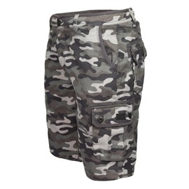 Xact Men's Cotton Twill Cargo Shorts, Regular Fit (Grey Camo) 30