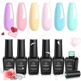 Beetles Gel Nail Polish Set 6 Colors Pastel Yellow Pink Blue Gel Polish Gel Nail Polish Soak Off Nail Lamp Uv Gel Nail Kits Nail Art Manicure DIY Nail Home - Color: Summer Crush