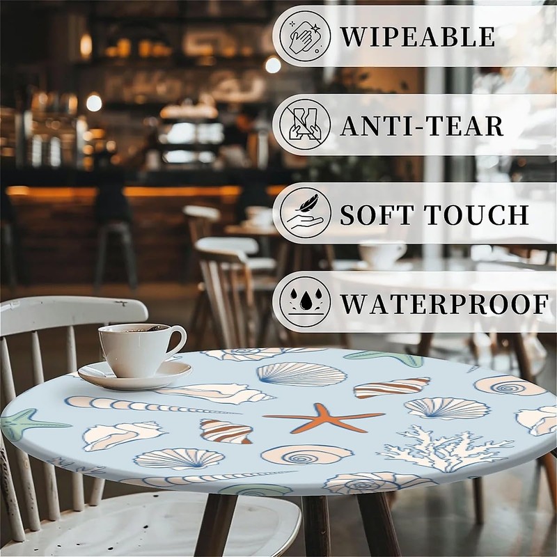 Outdoor Round Tablecloth with Elastic Band, Diameter 90 cm, Elastic