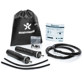 BODYMATE Universal Skipping Rope with Non-Slip Handles Including Two Adjustable Steel Ropes With Extra Wear Protection for Crossfit Functional Core Boxing Sports Training