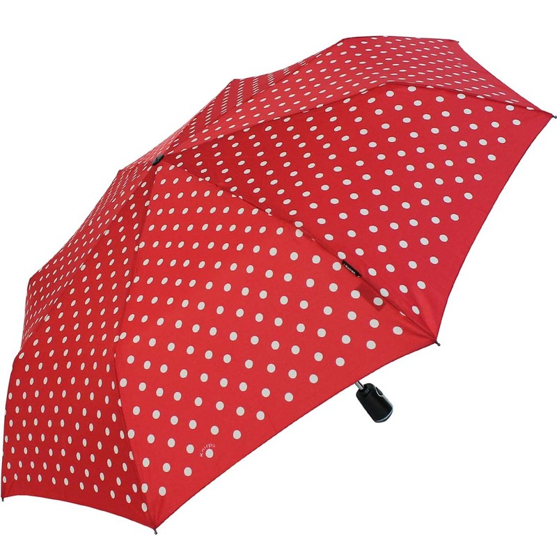 Knirps Regenschirm Taschenschirm Large Duomatic Polka Dots - red-White