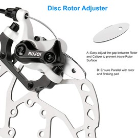 RUJOI Bike Disc Brake Kit,1pcs Front Tool-Free Mechanic Disc Caliper with brake pad included inside,1Pcs 160mm Dsic Brake Rotor,1pcs Disc brake adjustment tool for Road Bike, Mountain Bike (Front Wheel)