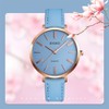Women Girl Female Fashionable Quartz Round PU Leather Watch Wristwatch