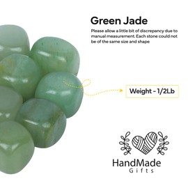 YATHABHISA 1/2lb Green Jade Tumbled Stones, Polished Crystals Healing, Aquarium Rocks, Feng Shui, Chakra Balancing, Good Luck, Reiki Gift, Home Decor, Size 20-25 mm, Reiki Supplies