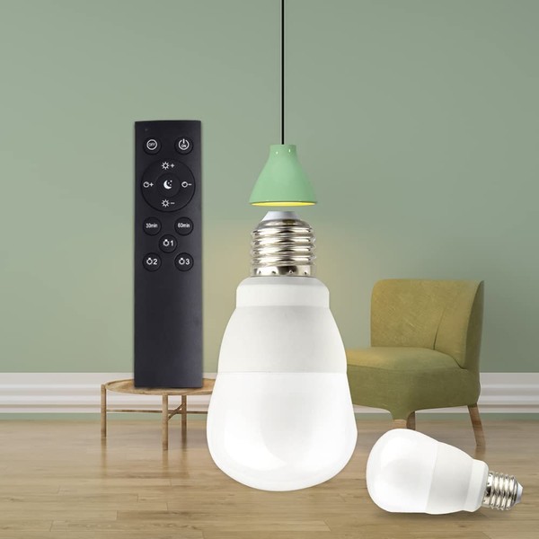 e26 Light Bulb, Remote Control, 60 W Shape, Dimmable Color, Remote Control, Stepless, Bulb Color Daylight, Timer, Night Light Mode, Light Color Switching, Energy Saving, Power Consumption: 12 W, 3000K-6500K, 30LM-900LM, Remote Control, Japanese Instructi