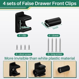 Juexica False Cabinet Front Clip False Drawer Front Clips Sink Tip Out Snap with Screws Screwdrivers for Hardware Replacements