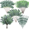 Chunyin 32 Pcs Mixed Artificial Eucalyptus Leaves Stems Fake Eucalyptus
