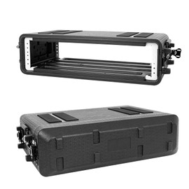 2U Rack Mount, Molded Pro-Audio PA DJ Case, Waterproof Hard Case with Custom Foam, Wireless Mic/Amp/Effect/Mixer Storage