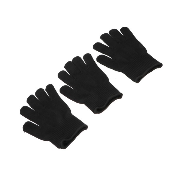 WOONEKY 3pcs Black Insulated Gloves for Hair Curler Heat-resistant Thermal