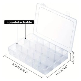 OONOYWOO 18 Compartment Crafts Storage Box with Dividers, Clear Compartment Container Storage for Beads Crafts Jewelry Fishing Tackles, Size 7.9 x 6.2 x 1.2 in