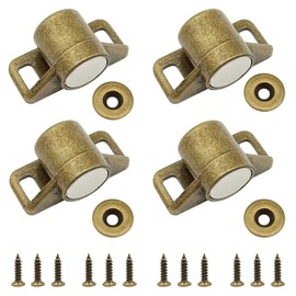 KtbeYTi Pack of 4 Bronze Magnetic Catch Cupboard Door Magnetic Closure Round Furniture Magnet Door Lock for Bathroom Balcony Door Kitchen Cabinet Door Closer