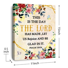 OTINGQD This Is the Day the Lord Has Made Wall Art,Psalm 118:24 Wall Art,Religious Wall Decor,Scripture Canvas Wall Art,Bible Verses Wall Decor for Women