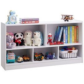 TOYMATE Toy Organizers and Storage, 5-Section Kids Bookshelf for Organizing Books Toys, Wooden Toy Storage Cabinet for Children's Room, Playroom, Nursery