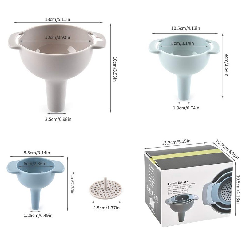 Uponer Kitchen Funnel 4-in-1 Multifunctional Funnel Set 3-Piece Funnel with