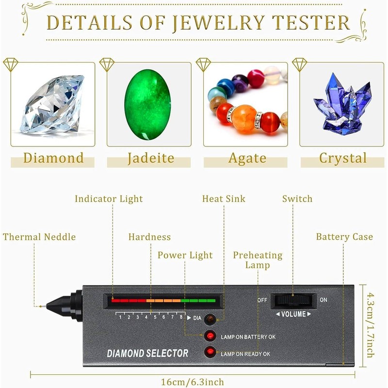 Diamond Tester＋60X LED Magnifying Glasses Jeweler Tool Kit Combo，for Novice