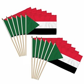 Sudan 12x18in Stick Flag - 1 dozen pack