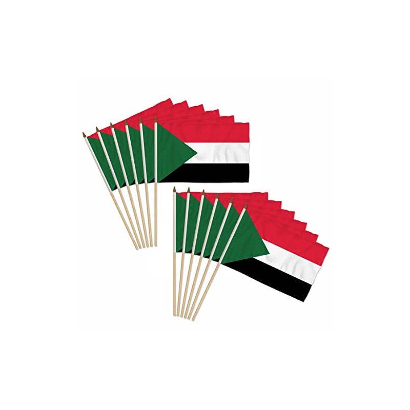 Sudan 12x18in Stick Flag - 1 dozen pack