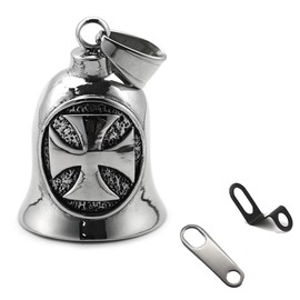 Manoprana Motorcycle Bell Guardian Bell Hanger Gift or Key Ring Silver Stainless Steel (A) 3, Silver