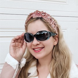 LVIOE Polarized Oversized Sunglasses for Women, Rhinestone Ladies Sunglasses with UV400 Protection