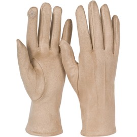 styleBREAKER 09010043 Women's Touchscreen Gloves Plain with Decorative Stitching Warm Finger Gloves Winter, beige