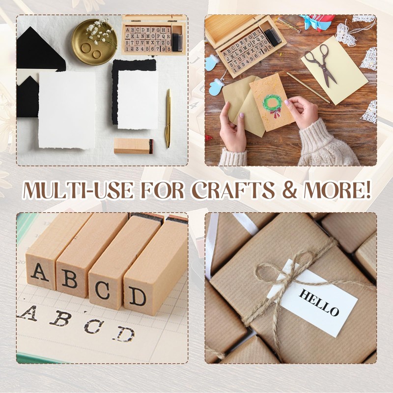 Letter Stamps 36 Pcs with Wooden Storage Box, Premium Alphabet