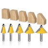 WSOOX 5PCS Chamfer Router Bit Set 1/2" Shank Edge Forming