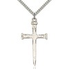 Bliss Sterling Silver Nail Cross Crucifix Medal Pendant Necklace 24"Chain