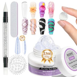 MIZHSE MIZHSE Solid Builder Gel for Nails, 60g Large Capacity Clear Hard Gel for Nails 3D Sculpting Gel Non-Sticky Hand Carving Gel U V/LED Nail Extension Gel with 3D Silicone Mold Nail Art Salon Home DIY