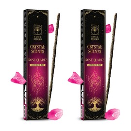 SOUL STICKS Handcrafted Incense Sticks Velvet Rose Scented (Includes 5 Crystals) 20g Herb-Dipped Incense Stick Bundle Ideal for Relaxation, Meditation & Cleansing Rituals