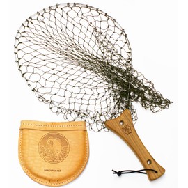 Internet with cords, medium size, wood handle, leather case, nylon net