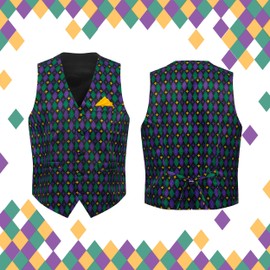 Regenboog Mardi Gras Vest Kit, Adult Male Costume Set with Bow Tie and Pocket Square, XX-Large, Wrinkle Resistant
