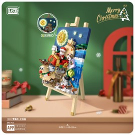 LOZ 1282 Building Blocks 3D Painting Series Sleigh Car Creative Educational Toy Construction Toy Home Deco