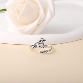 Cute Goat Rings for Women - 925 Sterling Silver Goat Rings Cute Animal Ring Adjustable Hypoallergenic Jewelry Birthday Gifts for Women, Sterling Silver, No Gemstone