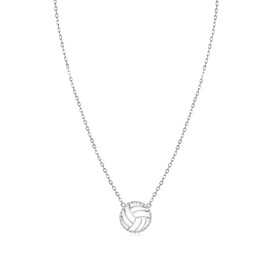 MANBU Sterling Silver Volleyball Necklace for Women: White Volleyball Pendant Sport Jewelry for Athletes Fans Coaches Team Gifts