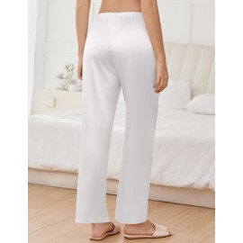 Ekouaer Women's Silk Satin Pajama Pants Wide Leg Lounge Pants for Women Elastic Waist Pj Bottoms with Side Pockets
