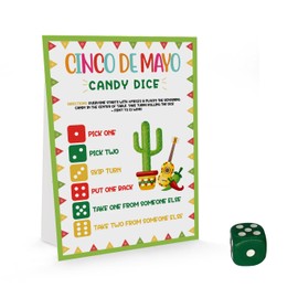 UHADRE Cinco de Mayo Candy Dice Game-One Sign+ One Dice, Roll The Dice Game,Cinco de Mayo Game for Teens and Adults, Group Cinco de Mayo Game,Mexican Party Games -WYW04