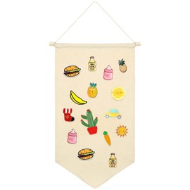 Wall Hanging Brooch Earring Jewelry Storage Organizer Canvas Pin Wall Display Banner Pin, Glitter Earring, Buttons, Patches, Badges Collection Holder Canvas Banner (White)