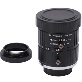 C Mount Lens 75mm Focal Length 10MP Pixels Fixed Zoom Lens with Manual Iris Focus