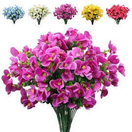 JOYGAR 8 Bundles Artificial Flowers Fake Orchid Flowers UV Resistant No Fade Faux Greenery Faux Plastic Flowers for Wedding Garden Hanging Planter Indoor Porch Patio Office Home Decoration(Fuchsia)