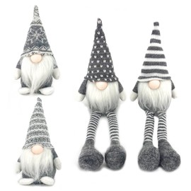 DUJSRZL Christmas Gnomes Knitted Plush Santa Claus Handmade Table Decorations Home Decor Table Fireplace Decorations (Mixed Grey Long Legs)