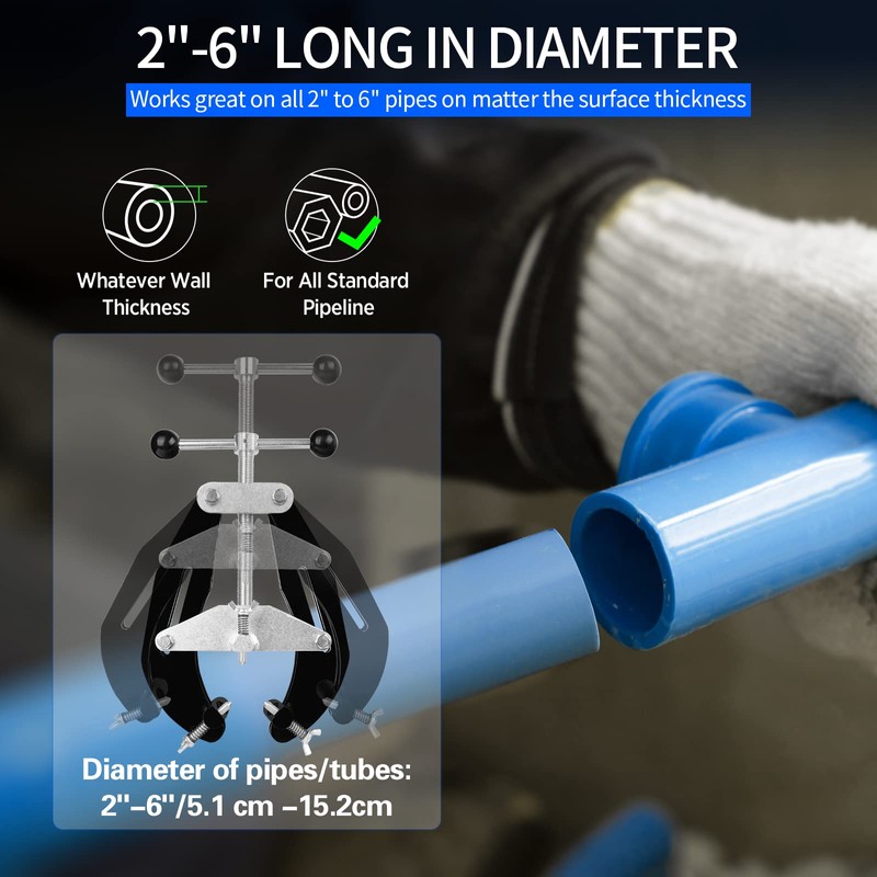 Pipe Clamp, 2 to 6 in, Steel Pipe Alignment Tool