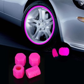 Valve Stem Caps, 4 Pack Universal Glow Car Tire Valve Caps Wheel Rim Dust Cover fits Cars, Trucks, Bikes, Motorcycles, Bicycles