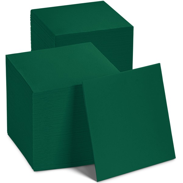 Servilletas desechables de papel verde, paquete de 200, 25,4 x 25,4 cm, 2 capas acolchadas de color verde para bar, cafetería, boda o fiesta